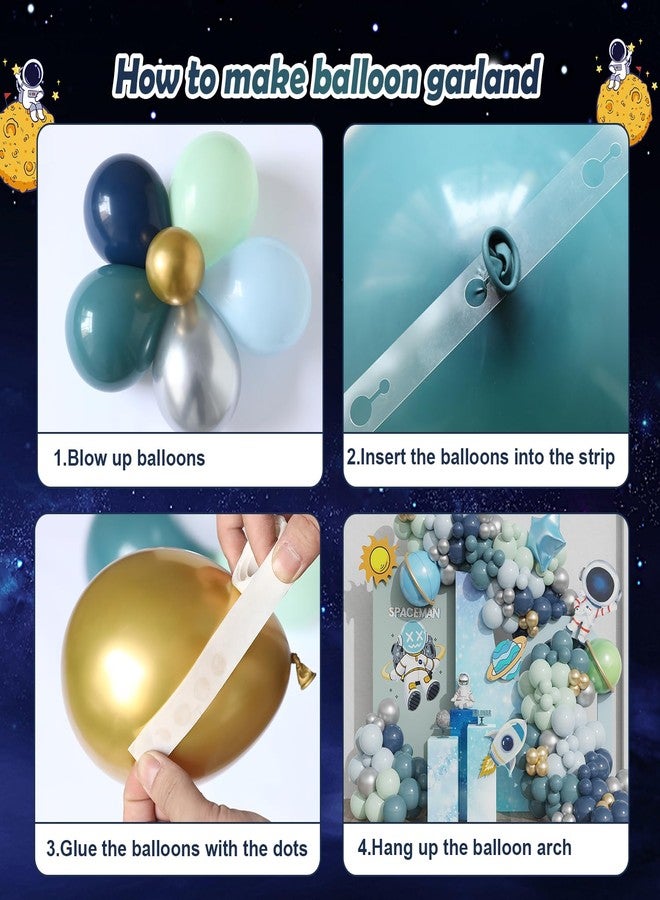Tesochye Outer Space Birthday Decorations Balloons Arch Kit 150 pcs Navy Blue Green Silver Latex Balloons For Boys Kids Universe Astronaut Theme Birthday Party Baby Shower Supplies - Image 3